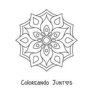 Imagen para colorear de un mandala fácil de flor