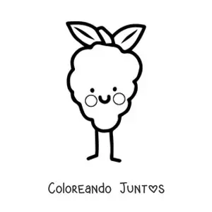 Imagen para colorear de unas uvas kawaii sonrientes