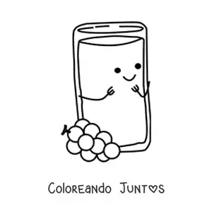 Imagen para colorear de un vaso con jugo de uva kawaii