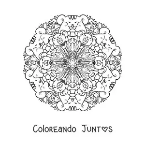Imagen para colorear de mandala de ratones para niños de primaria