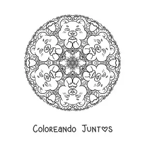 Imagen para colorear de mandala de osos para niños de primaria