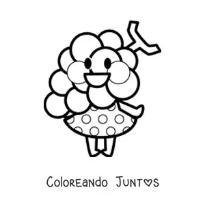 Imagen para colorear de unas uvas animadas con vestido kawaii