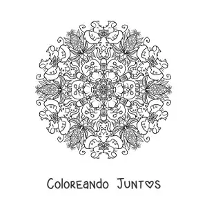 Imagen para colorear de mandala de ratones enamorados para niños