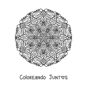 Imagen para colorear de mandala de mariposas y flores para niños