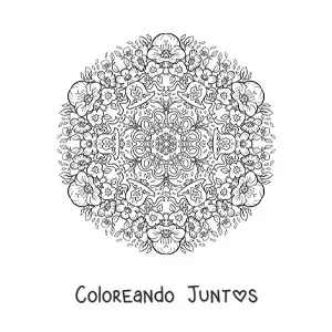Imagen para colorear de mandala de mariposas y campanas para niños