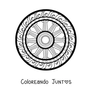 Imagen para colorear de mandala del dharma chakra