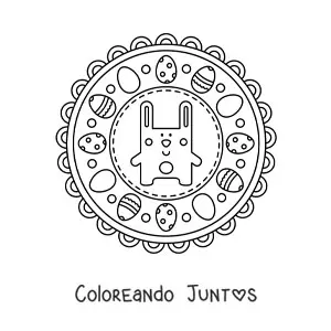 Imagen para colorear de mandala de conejo de Pascua para niños