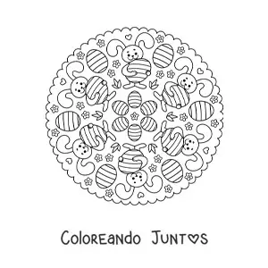 Imagen para colorear de mandala de conejo de Pascua para niños