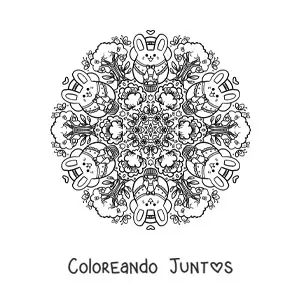 Imagen para colorear de mandala de conejo de Pascua