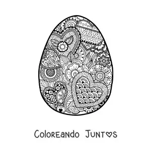 Imagen para colorear de mandala de huevo de Pascua estilo Zentangle