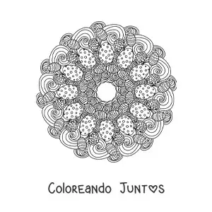 Imagen para colorear de mandala de huevos de Pascua estilo Zentangle