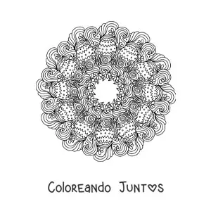 Imagen para colorear de mandala de huevos de Pascua estilo Zentangle