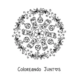 Imagen para colorear de mandala de adornos de Navidad para niños