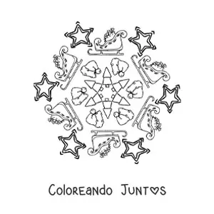 Imagen para colorear de mandala navideña de santa para niños