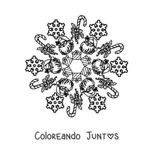 Imagen para colorear de mandala navideña de santa para niños