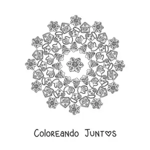 Imagen para colorear de mandala de galletas de Navidad