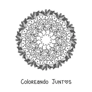 Imagen para colorear de mandala de Navidad con flores