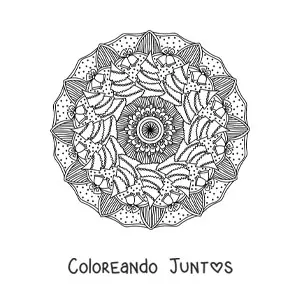 Imagen para colorear de mandala de Navidad con árboles