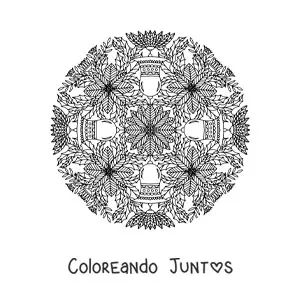 Imagen para colorear de mandala de Navidad con campanas