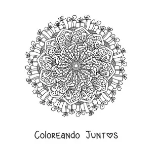 Imagen para colorear de mandala de Navidad con regalos