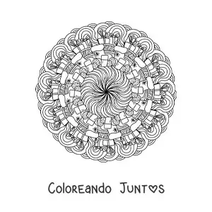 Imagen para colorear de mandala de Navidad con regalos
