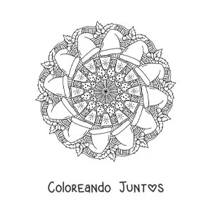Imagen para colorear de mandala de Navidad con gorros