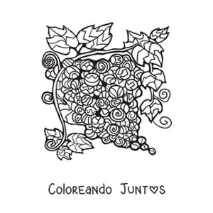 Imagen para colorear de unas uvas con figuras geométricas