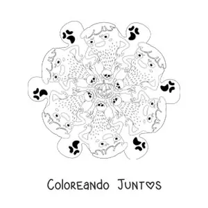 Imagen para colorear de mandala de Halloween con monstruos y fantasmas