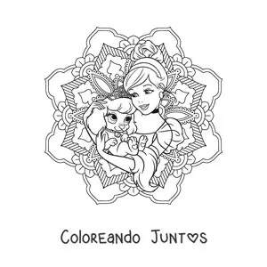 Imagen para colorear de mandala de la princesa Cenicienta de Disney