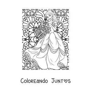 Imagen para colorear de mandala de la princesa Bella de Disney