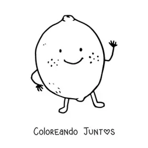 Imagen para colorear de un limón animado saludando sonriente