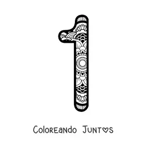 Imagen para colorear de mandala del número 1