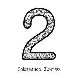 Imagen para colorear de mandala del número 2