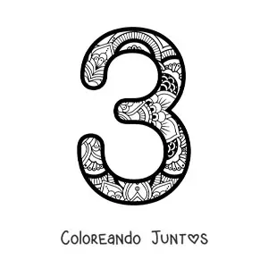 Imagen para colorear de mandala del número 3