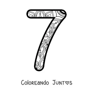 Imagen para colorear de mandala del número 7