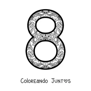 Imagen para colorear de mandala del número 8