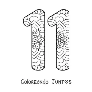 Imagen para colorear de mandala del número 11