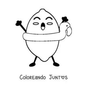 Imagen para colorear de un limón animado kawaii con salvavidas