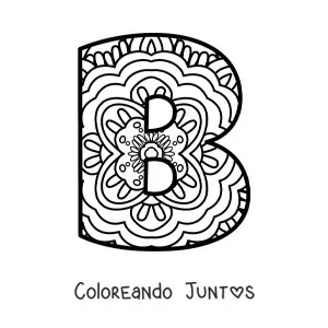 Imagen para colorear de mandala de la letra b