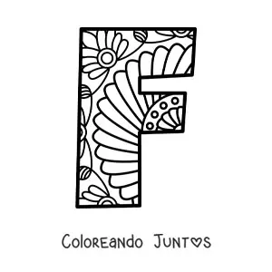 Imagen para colorear de mandala de la letra f