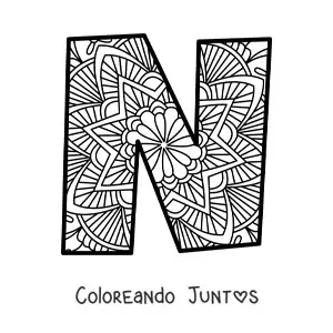 Imagen para colorear de mandala de la letra n