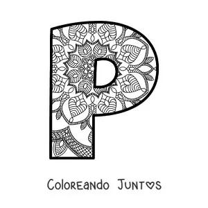 Imagen para colorear de mandala de la letra p