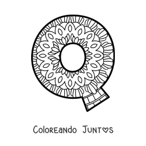 Imagen para colorear de mandala de la letra q
