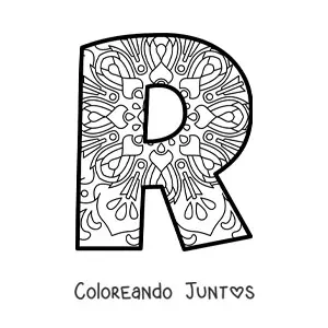 Imagen para colorear de mandala de la letra r