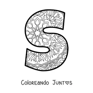 Imagen para colorear de mandala de la letra s