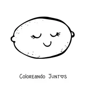 Imagen para colorear de un limón animado kawaii con ojos cerrados