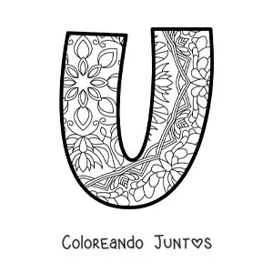 Imagen para colorear de mandala de la letra u