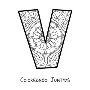 Imagen para colorear de mandala de la letra v