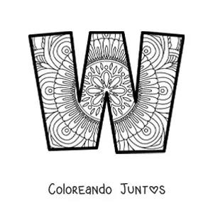 Imagen para colorear de mandala de la letra w