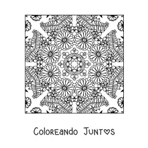 Imagen para colorear de mandala cuadrada con flores